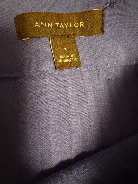 Ann Taylor Belted Pleated Midi Skirt In Cobalt Blue Sz 8 - Picture 8 of 9